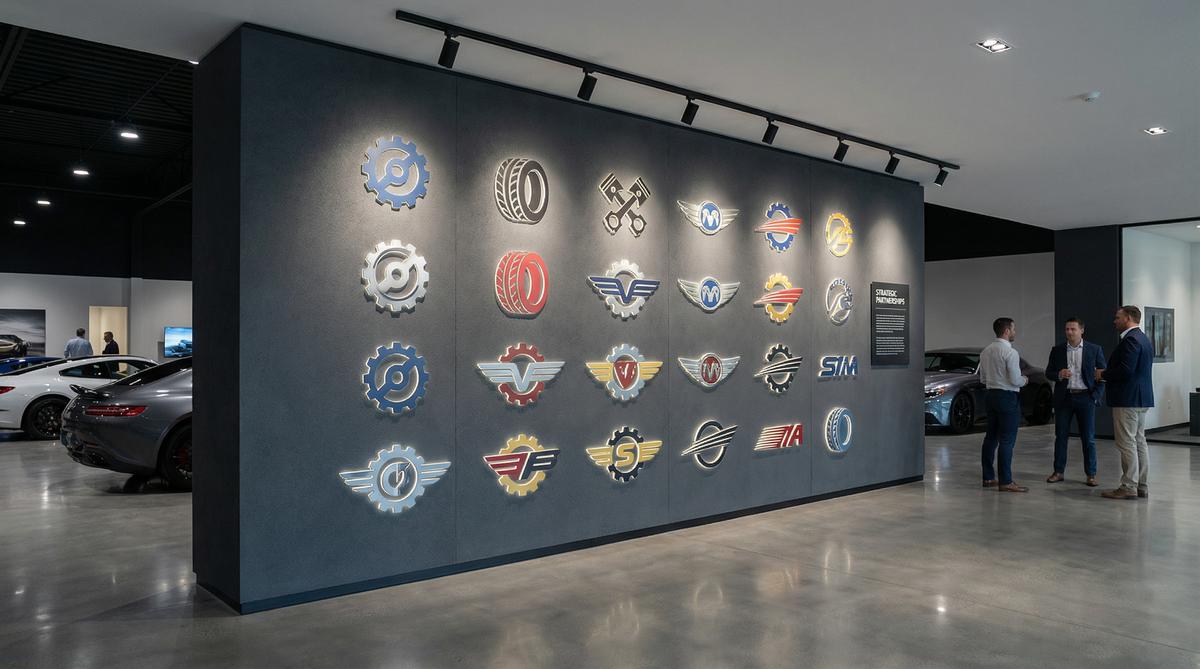 黑丝合作改装品牌Logo墙